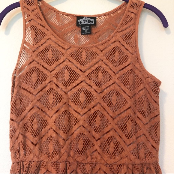 Angie Boho Burnt Orange Lace Overlay Dress - Picture 2 of 7